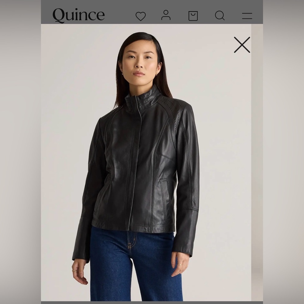 Quince Women's Black 💯 Leather Jacket Size XL